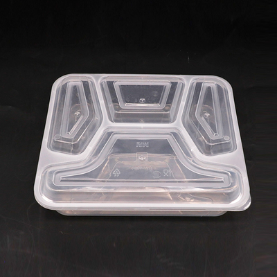 Quattro commestibile del contenitore di alimento della scatola di pranzo di rettangolo del compartimento pp con il coperchio convesso