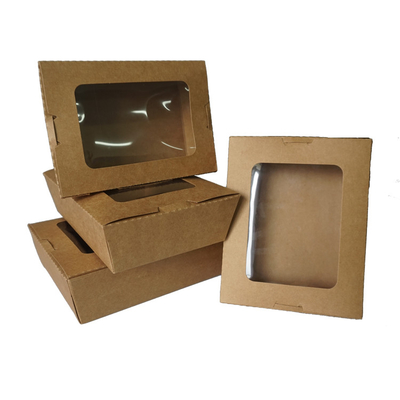Contenitore su ordinazione di carta kraft di Logo Food Container Box Disposable con la finestra