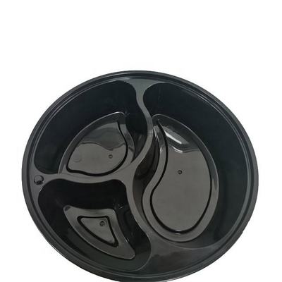 Gli alimenti a rapida preparazione pp di plastica di 3 compartimenti portano via il nero eliminabile della scatola di pranzo