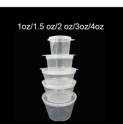 Contenitore per aromi in plastica PP da 1,5 once, tazza per salsa siamesi usa e getta da asporto con coperchio