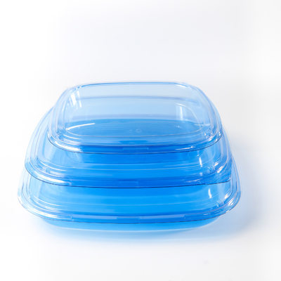 Contenitore alimentare quadrato confezione da asporto scatola di imballaggio di plastica per buon cibo scatola di plastica blu monouso sushi