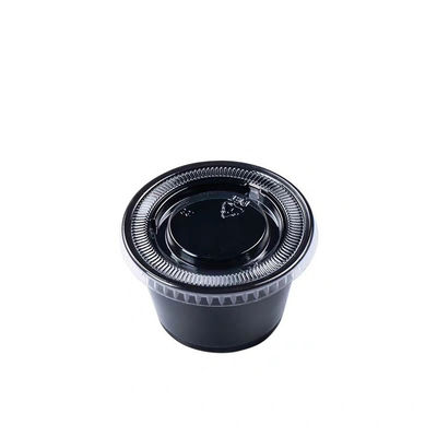 Tazza eliminabile nera della salsa del coperchio 1.5OZ dell'ANIMALE DOMESTICO di colore