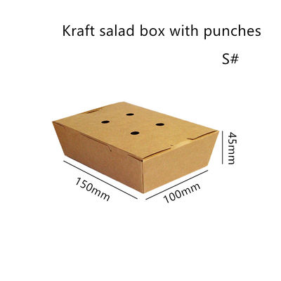 La carta kraft dell'insalata porta via eliminabile Microwavable della scatola con le perforazioni