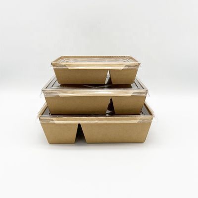 La carta kraft porta via il contenitore di alimento eliminabile con i coperchi trasparenti