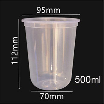 Le chiare tazze di plastica eliminabili asportabili hanno ispessito 95 il calibro a forma di U 500ml con i coperchi