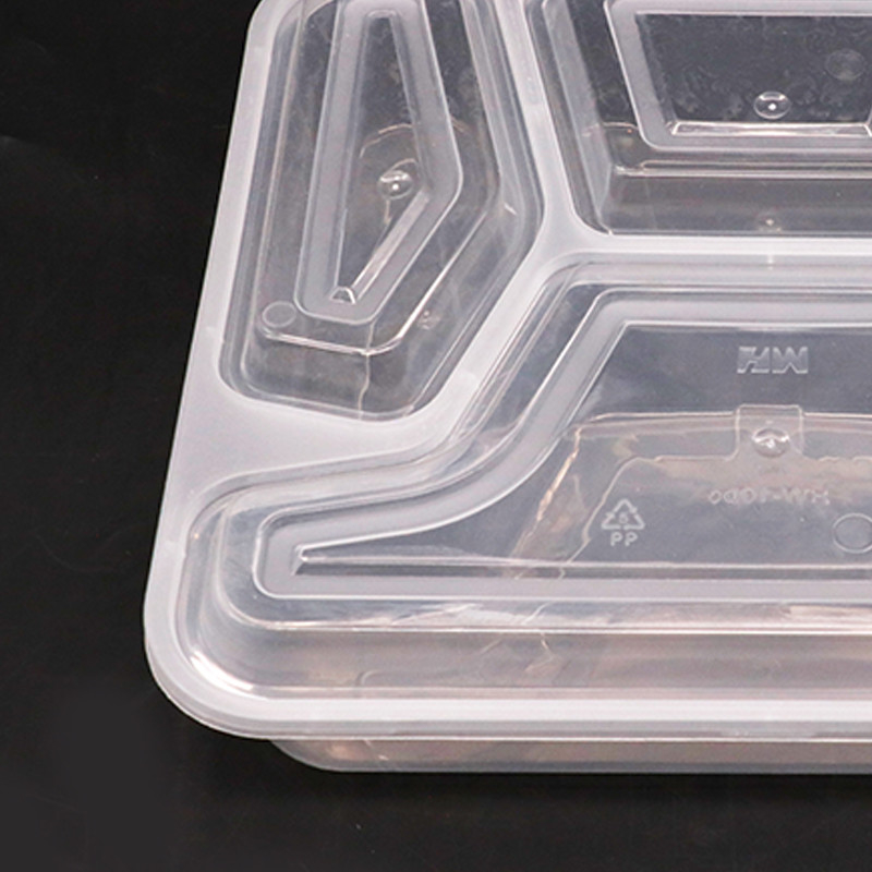 Quattro commestibile del contenitore di alimento della scatola di pranzo di rettangolo del compartimento pp con il coperchio convesso