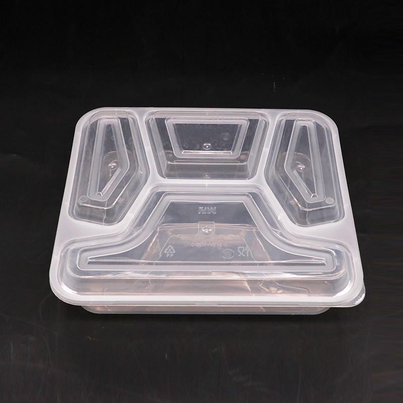 Quattro commestibile del contenitore di alimento della scatola di pranzo di rettangolo del compartimento pp con il coperchio convesso