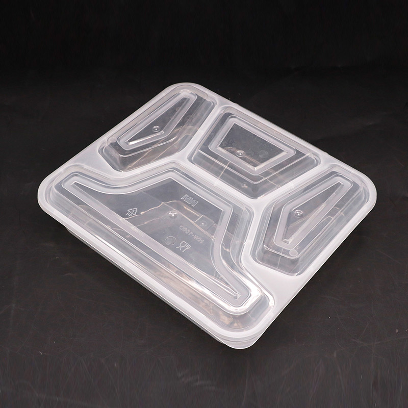 Quattro commestibile del contenitore di alimento della scatola di pranzo di rettangolo del compartimento pp con il coperchio convesso