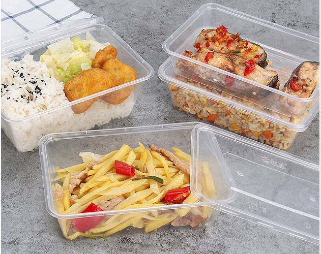 Plastica eliminabile libera accatastabile del contenitore di alimento di BPA Microwavable con il coperchio