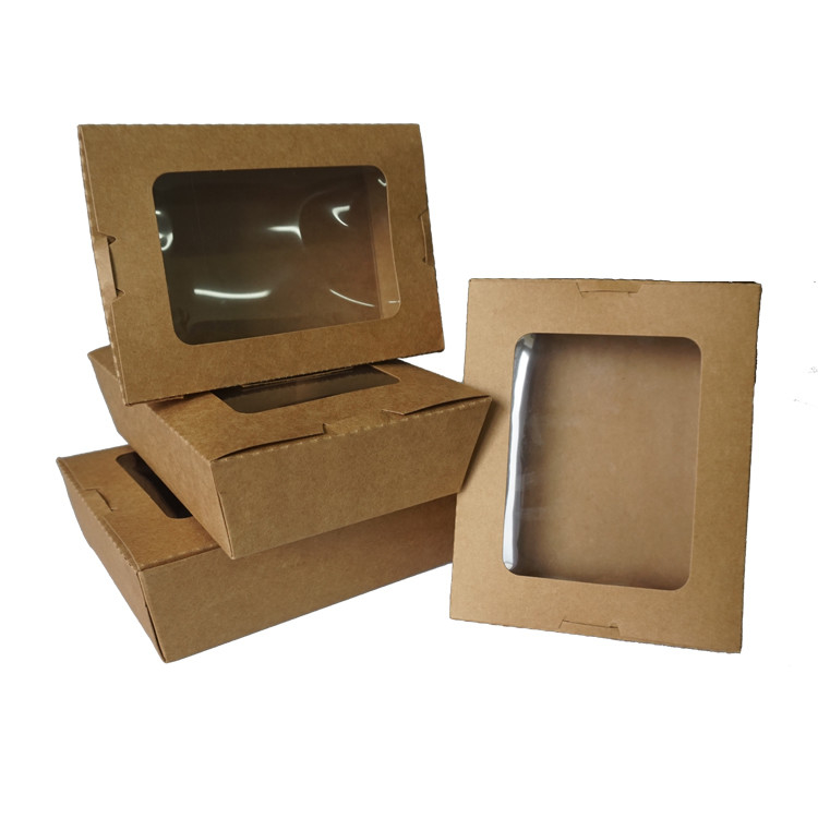 Contenitore su ordinazione di carta kraft di Logo Food Container Box Disposable con la finestra