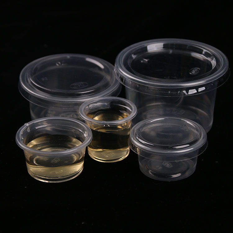Mini tazza eliminabile di plastica chiaro 1oz 3oz 4.5oz della salsa dei pp