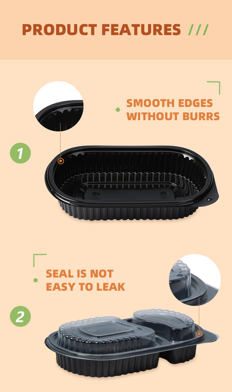 Compartimento di plastica d'approvvigionamento di Bento Lunch Box Disposable 2 di microonda dell'ufficio di ODM/OEM