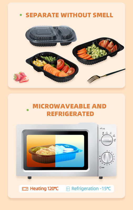 Compartimento di plastica d'approvvigionamento di Bento Lunch Box Disposable 2 di microonda dell'ufficio di ODM/OEM