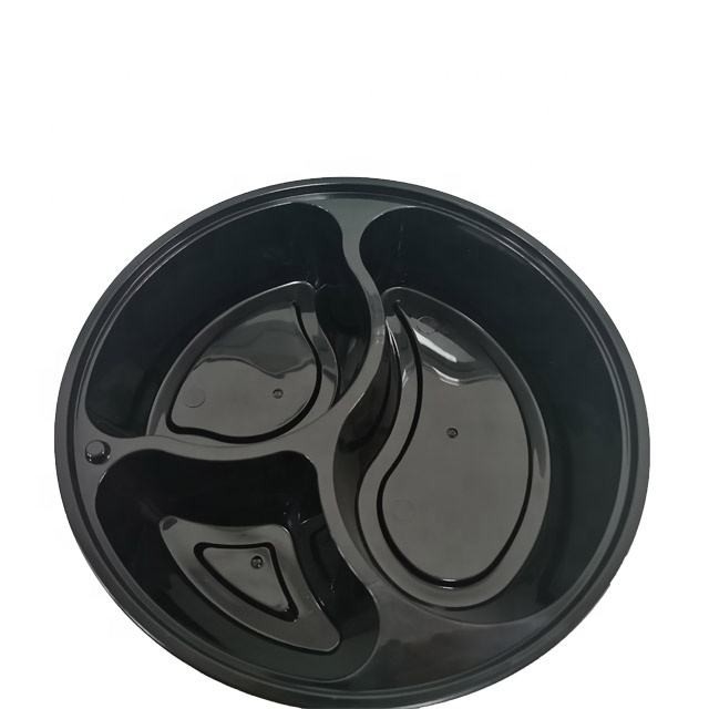 Gli alimenti a rapida preparazione pp di plastica di 3 compartimenti portano via il nero eliminabile della scatola di pranzo