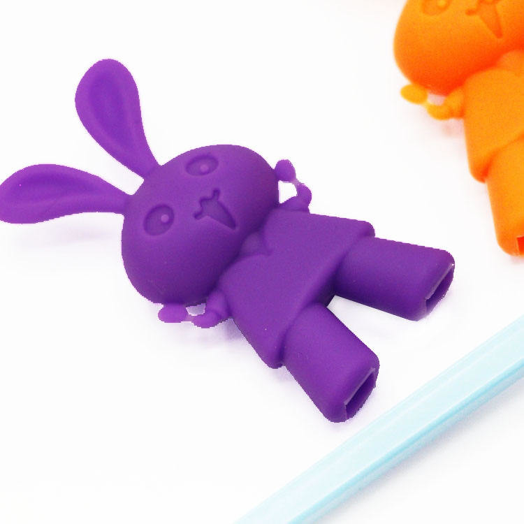 Testa di bacchette in silicone a forma di coniglio a forma di cartone animato per l'allenamento dei bambini