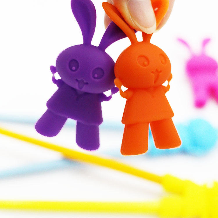 Testa di bacchette in silicone a forma di coniglio a forma di cartone animato per l'allenamento dei bambini