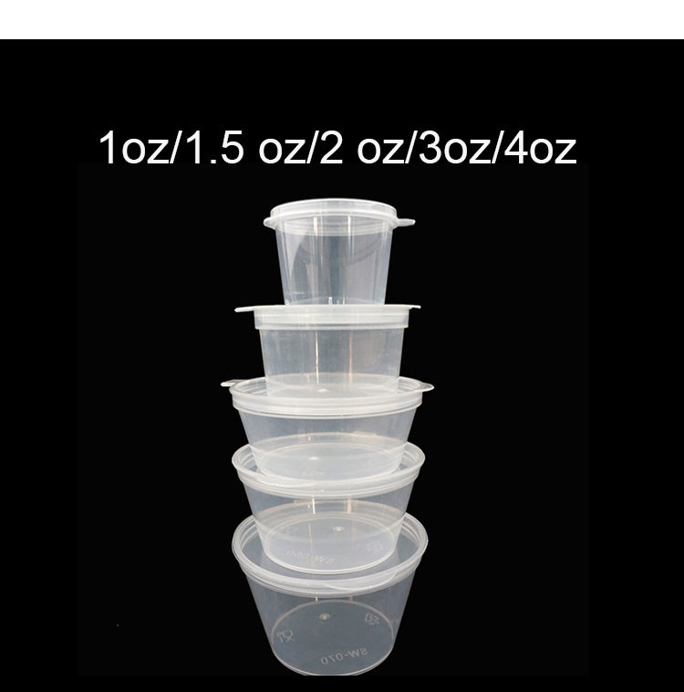 Contenitore per aromi in plastica PP da 1,5 once, tazza per salsa siamesi usa e getta da asporto con coperchio
