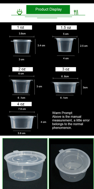Contenitore per aromi in plastica PP da 1,5 once, tazza per salsa siamesi usa e getta da asporto con coperchio