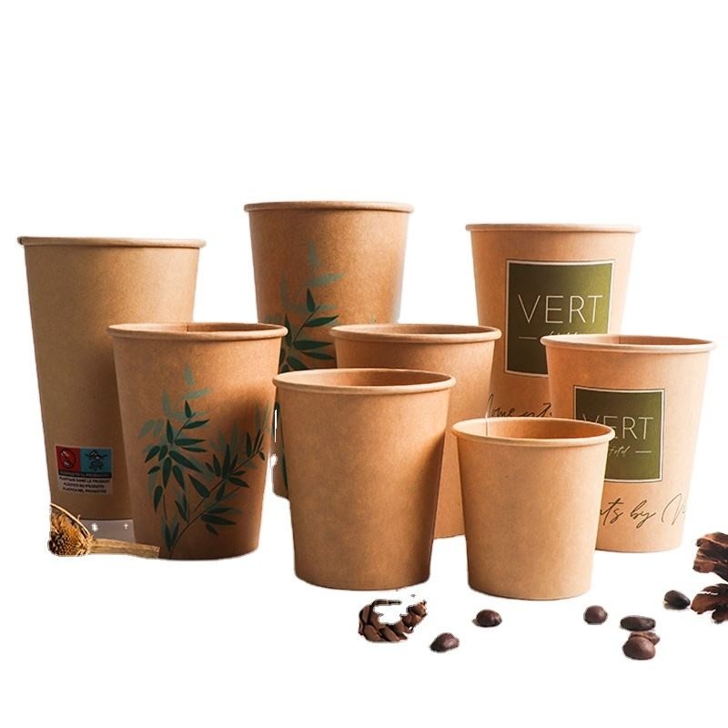 tazza a parete semplice eliminabile della carta kraft di 3-22oz per caffè & le bevande calde