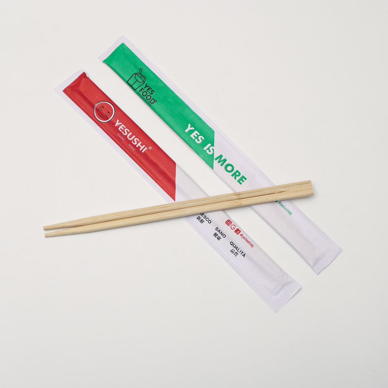 Eco-friendly bastoncini di bambù naturali bastoncini di sushi con confezione di carta con un pacchetto di carta completa gemelli bastoncini