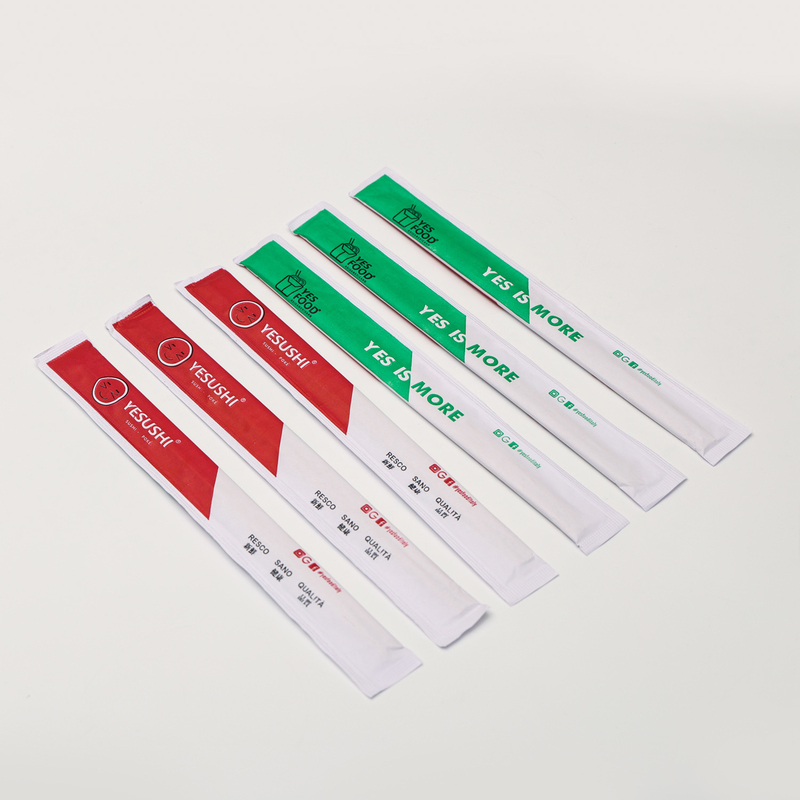 Eco-friendly bastoncini di bambù naturali bastoncini di sushi con confezione di carta con un pacchetto di carta completa gemelli bastoncini