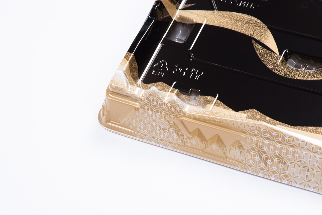 Sushi Tray con coperchio anti nebbia Sushi Box Disposable To Go Box Contenitore di plastica nero