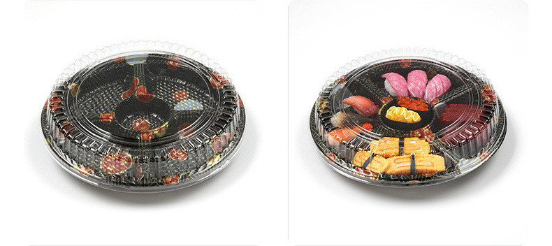 Contenitore alimentare scatola fast food vassoio di plastica per sushi con coperchio antinebbia