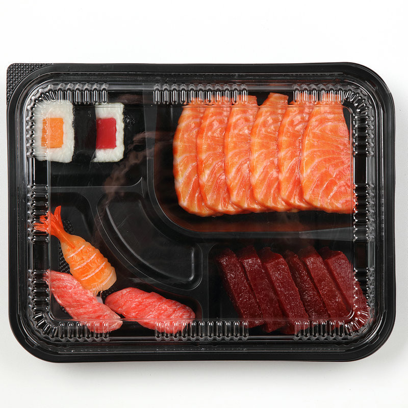 Plastica quadrata giapponese usa e getta con coperchio Cinque scatole di frutta Fast Food Box Packaging Outlet Packaging Box Sushi Lu