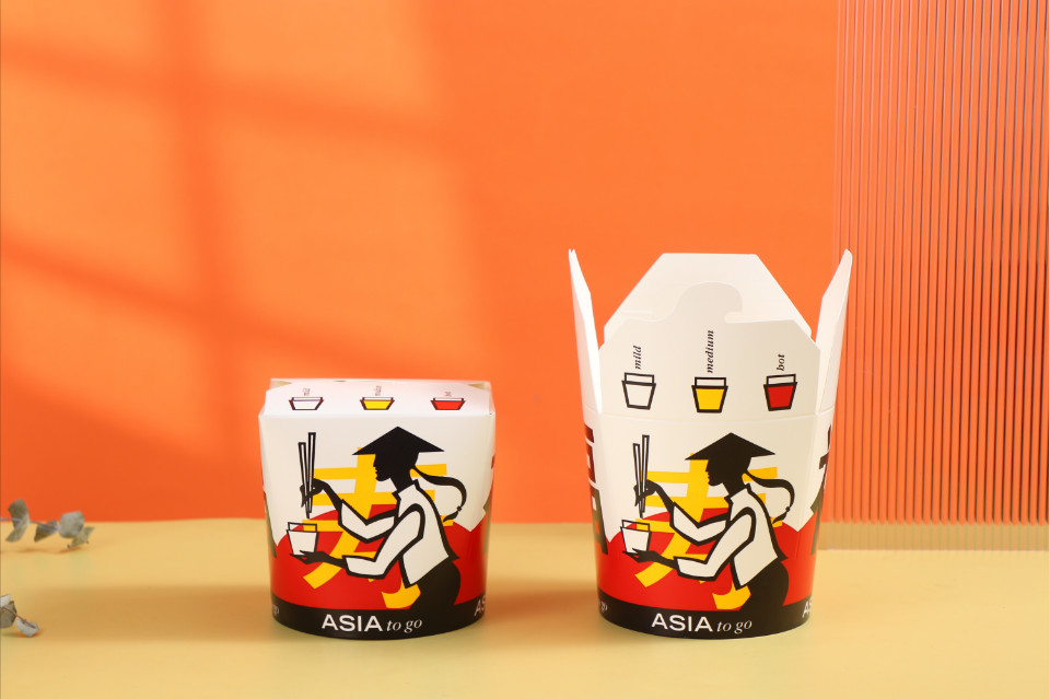 Logo personalizzato stampato Kraft Paper Noodle Box Biodegradable Food Box Con Maniglia Protezione UV E Matt Lamination