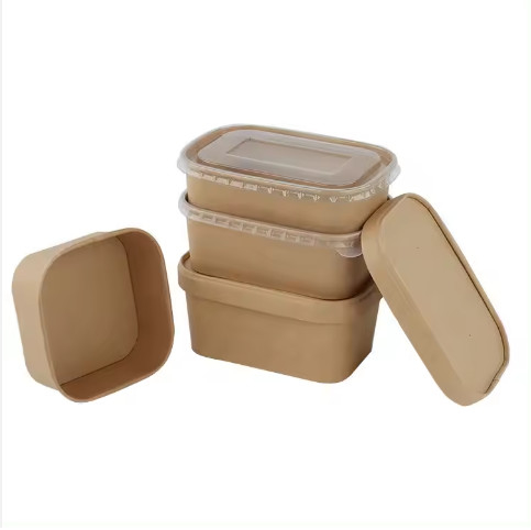 Contenitore di imballaggio alimentare in carta marrone eco-compatibile e usa e getta di alta qualità