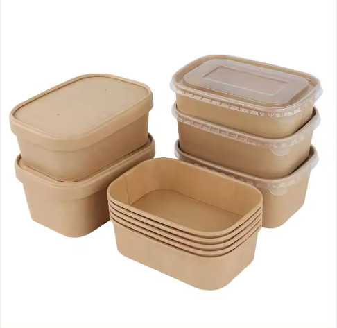 Kraft Disposable Custom Color Bowl Porta via carta Scatola di pranzo Contenitore alimentare