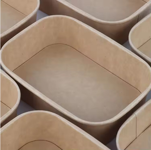 Kraft Disposable Custom Color Bowl Porta via carta Scatola di pranzo Contenitore alimentare