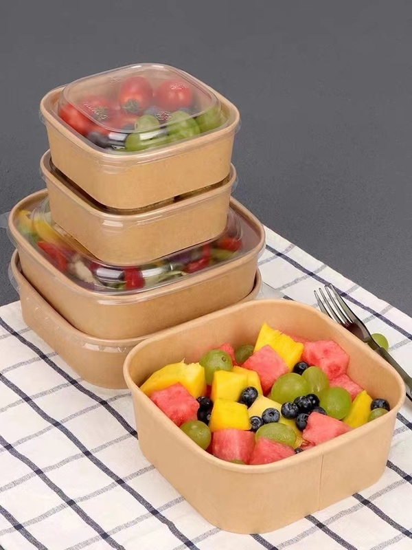 Kraft Disposable Custom Color Bowl Porta via carta Scatola di pranzo Contenitore alimentare
