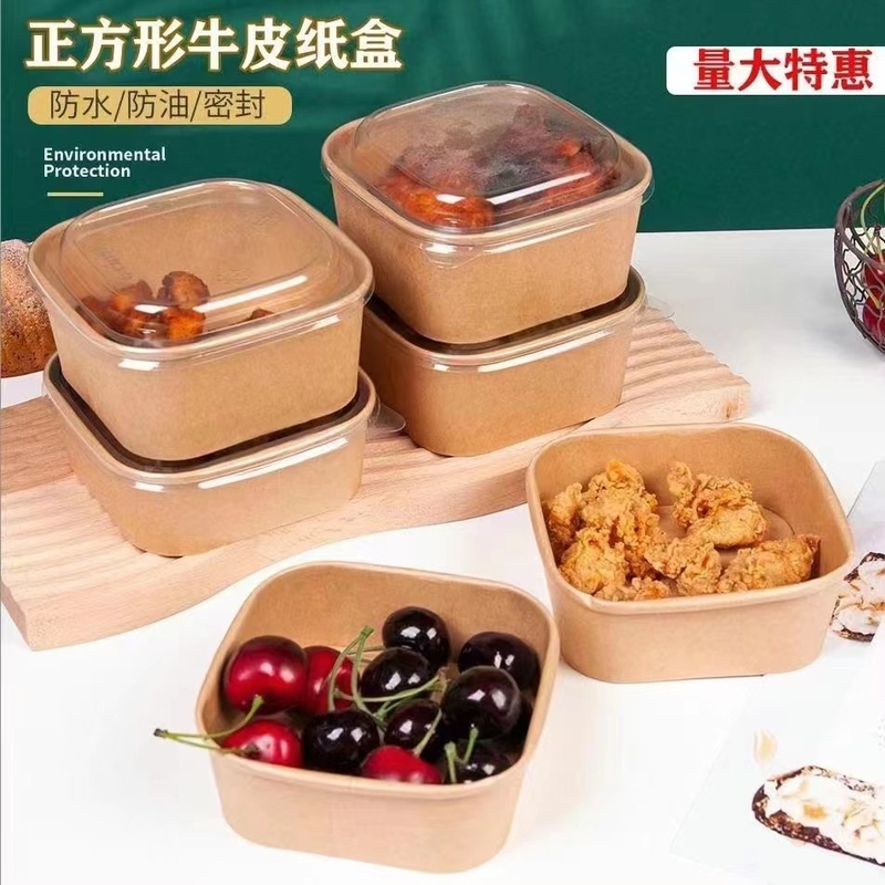 Kraft Disposable Custom Color Bowl Porta via carta Scatola di pranzo Contenitore alimentare