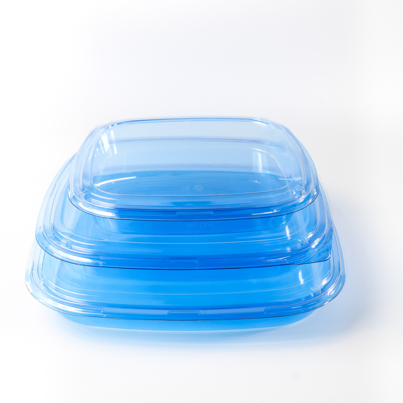 Contenitore alimentare quadrato confezione da asporto scatola di imballaggio di plastica per buon cibo scatola di plastica blu monouso sushi