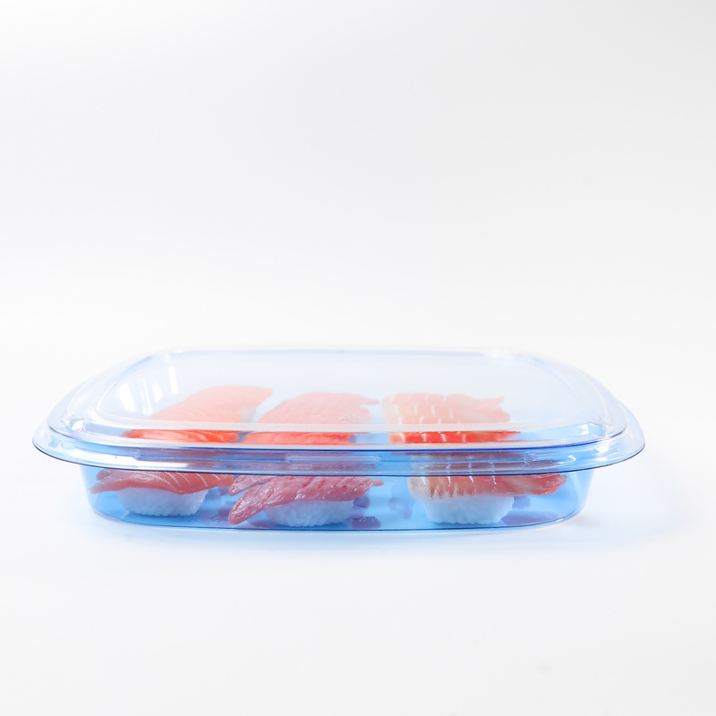 Contenitore alimentare quadrato confezione da asporto scatola di imballaggio di plastica per buon cibo scatola di plastica blu monouso sushi