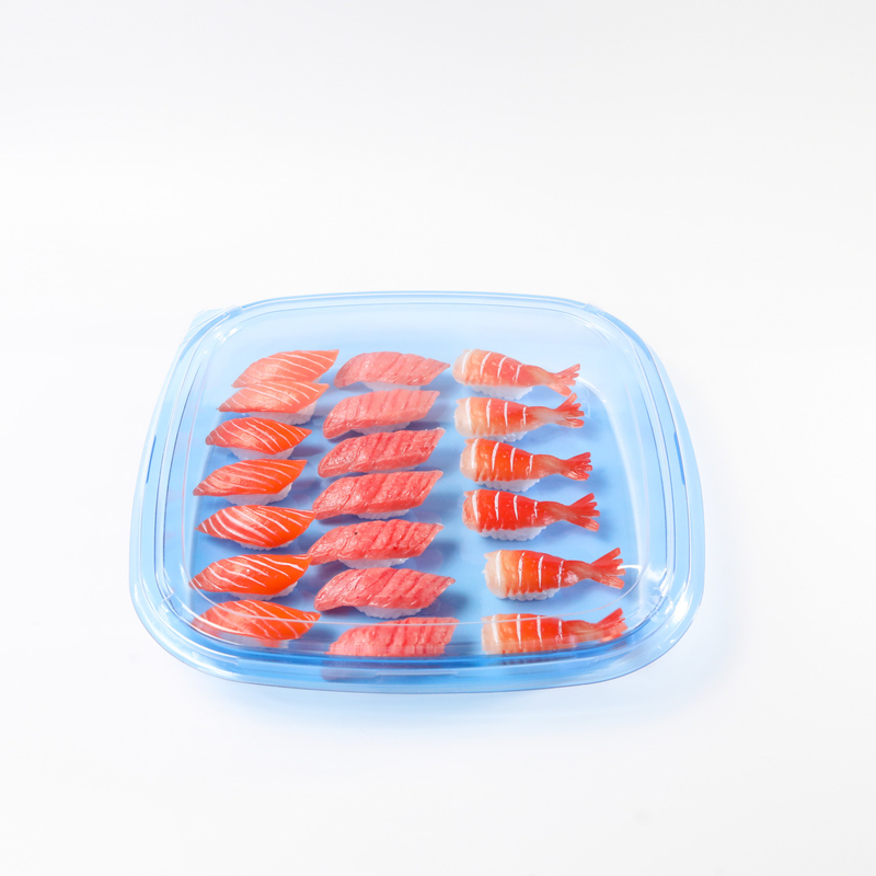 Contenitore alimentare quadrato confezione da asporto scatola di imballaggio di plastica per buon cibo scatola di plastica blu monouso sushi