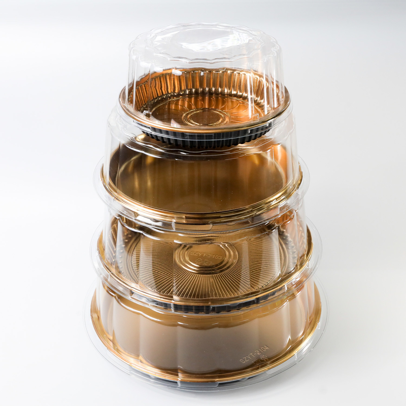 Logo personalizzato Disponibile Disponibile in scatole di plastica per torte contenitori per alimenti da prendere 100sets confezionare vassoio alimentare confezionamento
