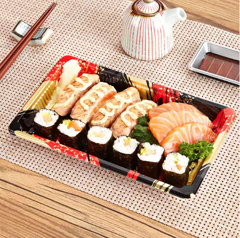 Contenitore per sushi da asporto Scatole di imballaggio alimentare di plastica vassoi con coperchio scatola contenente sushi