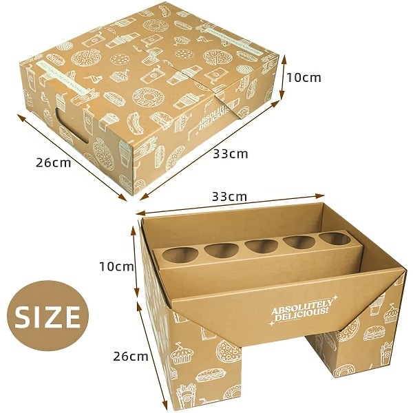 Scatola per cibo di carta kraft usa e getta, scatola per picnic, scatola da asporto per ristoranti, scatola per fast food