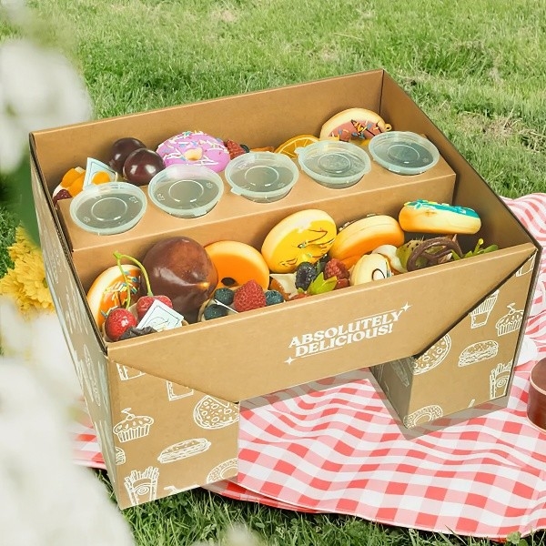 Scatola per cibo di carta kraft usa e getta, scatola per picnic, scatola da asporto per ristoranti, scatola per fast food