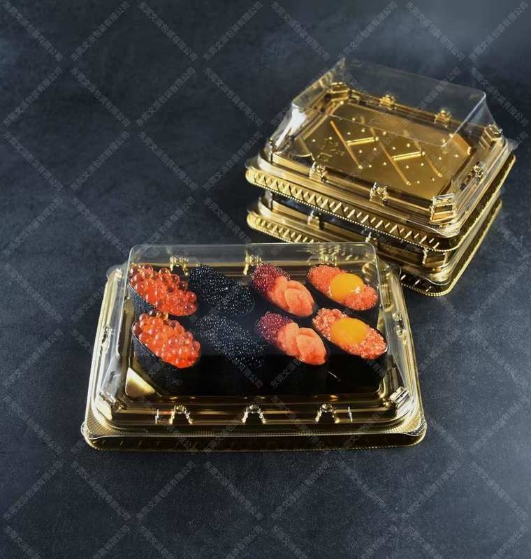 Scatola tradizionale di sushi giapponese in plastica per il servizio di cibo e frutta