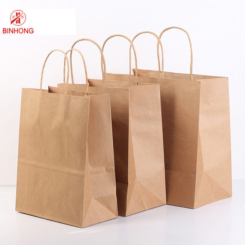 Maniglia piana riutilizzabile Flexo che stampa carta kraft Carry Bags