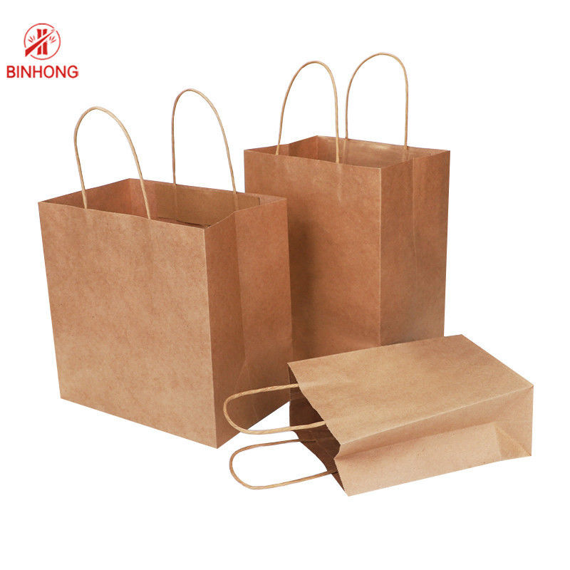 Maniglia piana riutilizzabile Flexo che stampa carta kraft Carry Bags