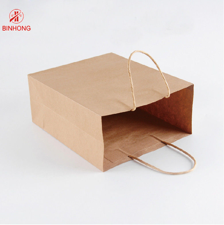 Maniglia piana riutilizzabile Flexo che stampa carta kraft Carry Bags