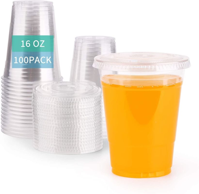 Chiara tazza di plastica eliminabile 16Oz con il coperchio della scanalatura