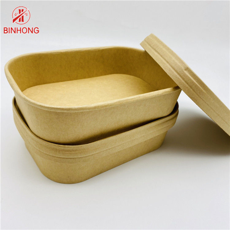 Bento rettangolare 500ml 650ml 750ml 1000ml del contenitore di riso di carta kraft