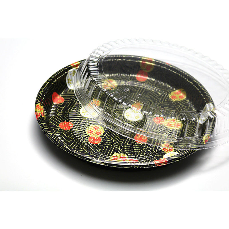 Il contenitore di plastica eliminabile di vassoio, vassoio rotondo dei sushi, porta via il vassoio dell'alimento