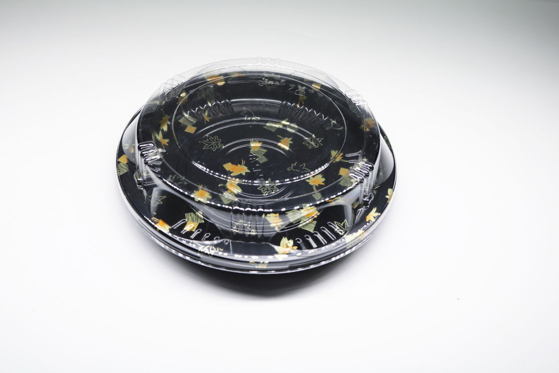 Il contenitore di plastica eliminabile di vassoio, vassoio rotondo dei sushi, porta via il vassoio dell'alimento