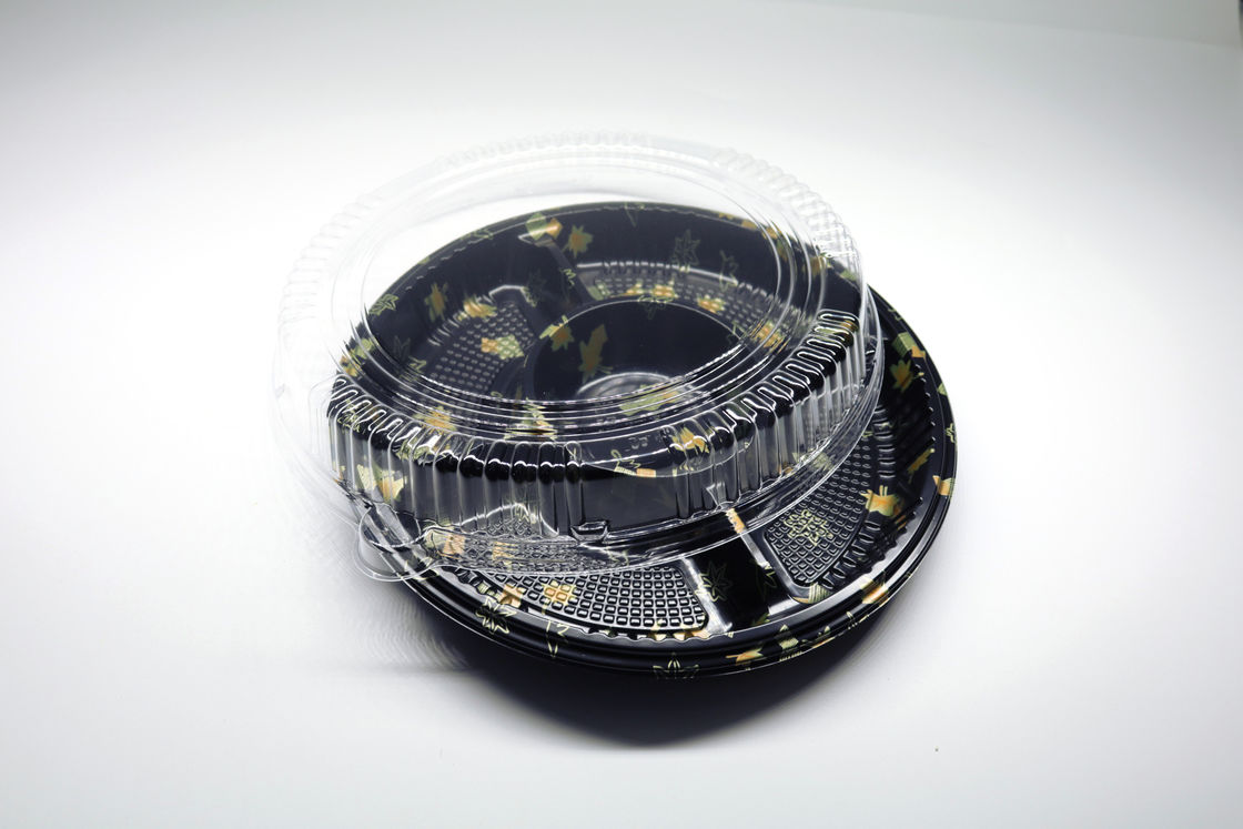 Il contenitore di plastica eliminabile di vassoio, vassoio rotondo dei sushi, porta via il vassoio dell'alimento